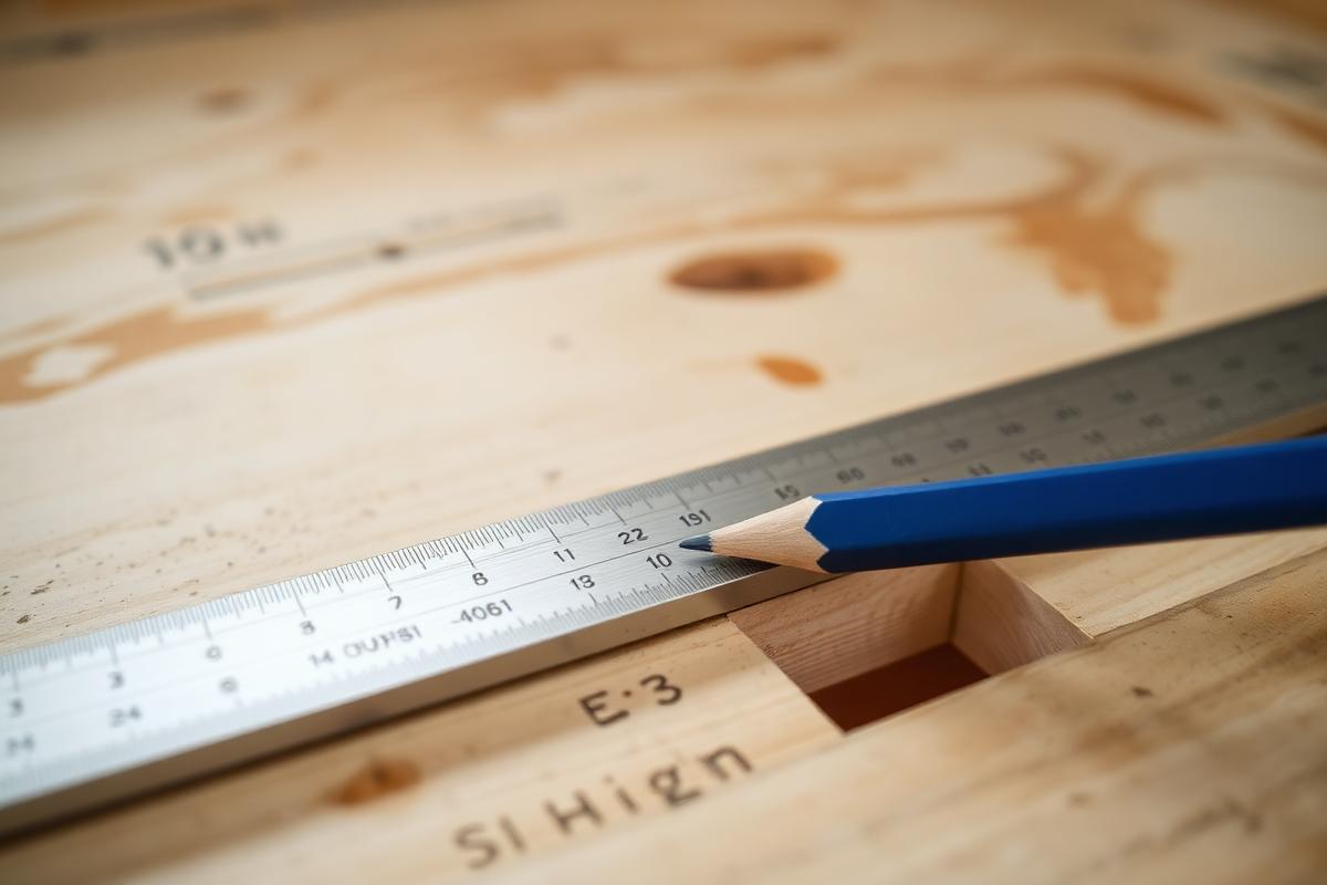 Straightedge resting on plywood subfloor revealing a low spot underneath