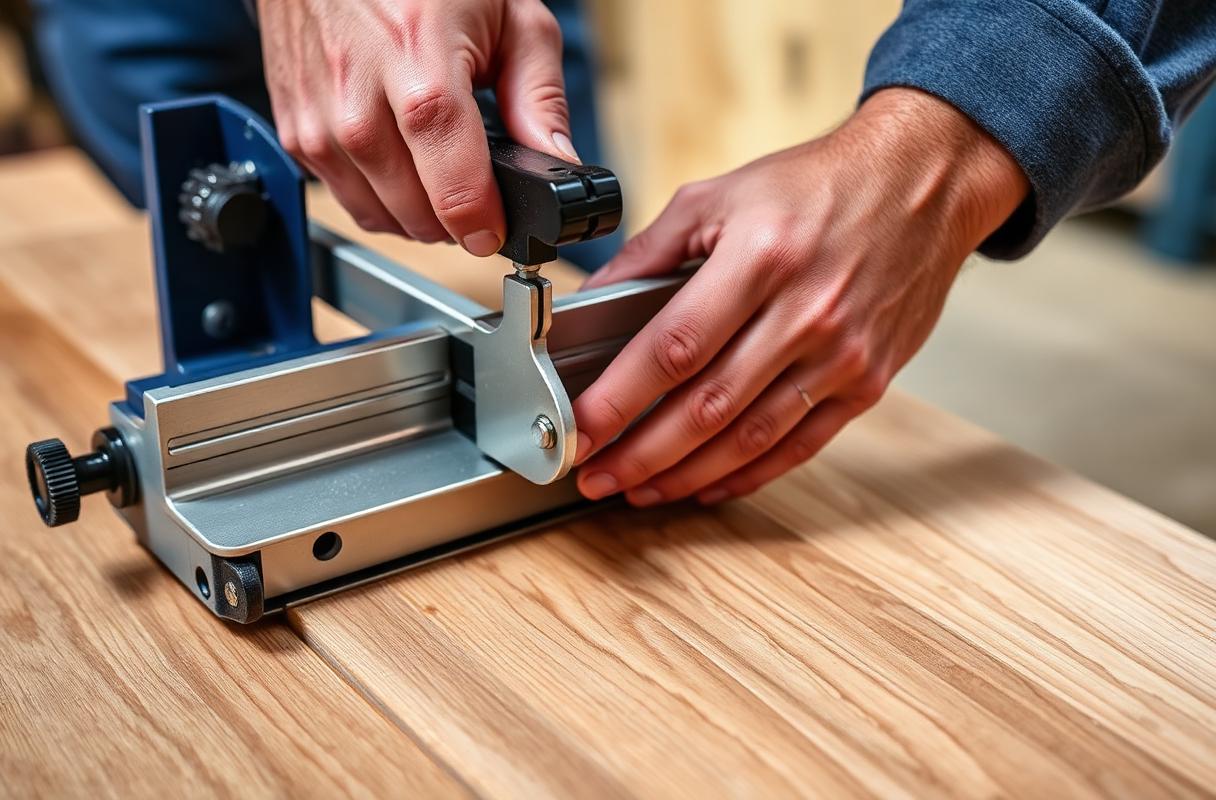Professional installer using a guillotine-style LVP plank cutter to make a clean crosscut